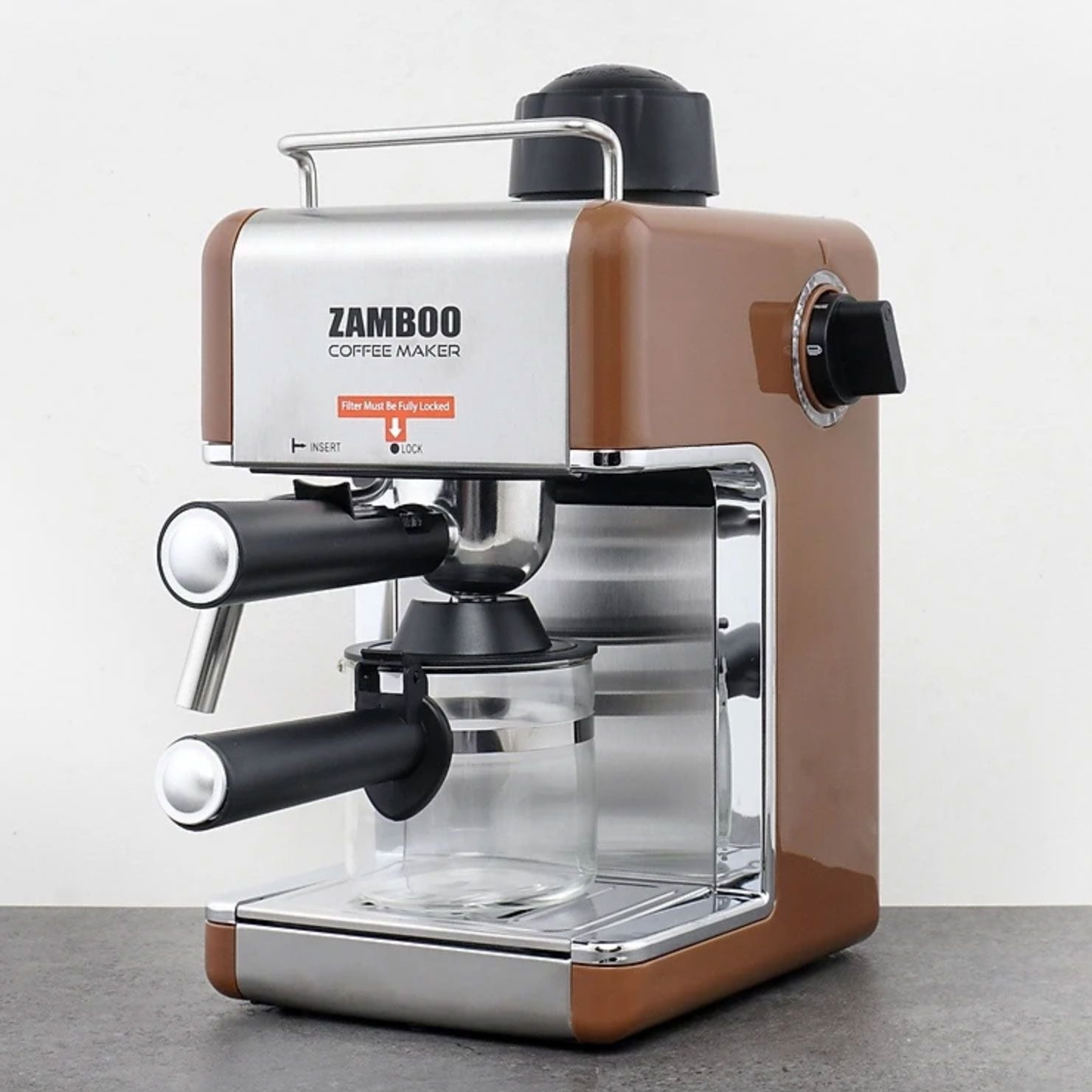 Máy pha cà phê Espresso Zamboo ZB-68CF - màu cafe Hàng Chính Hãng 0