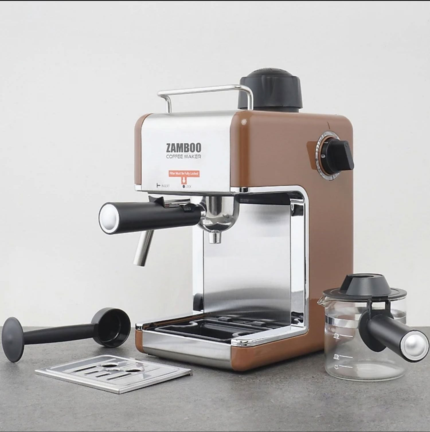 Máy pha cà phê Espresso Zamboo ZB-68CF - màu cafe Hàng Chính Hãng 1